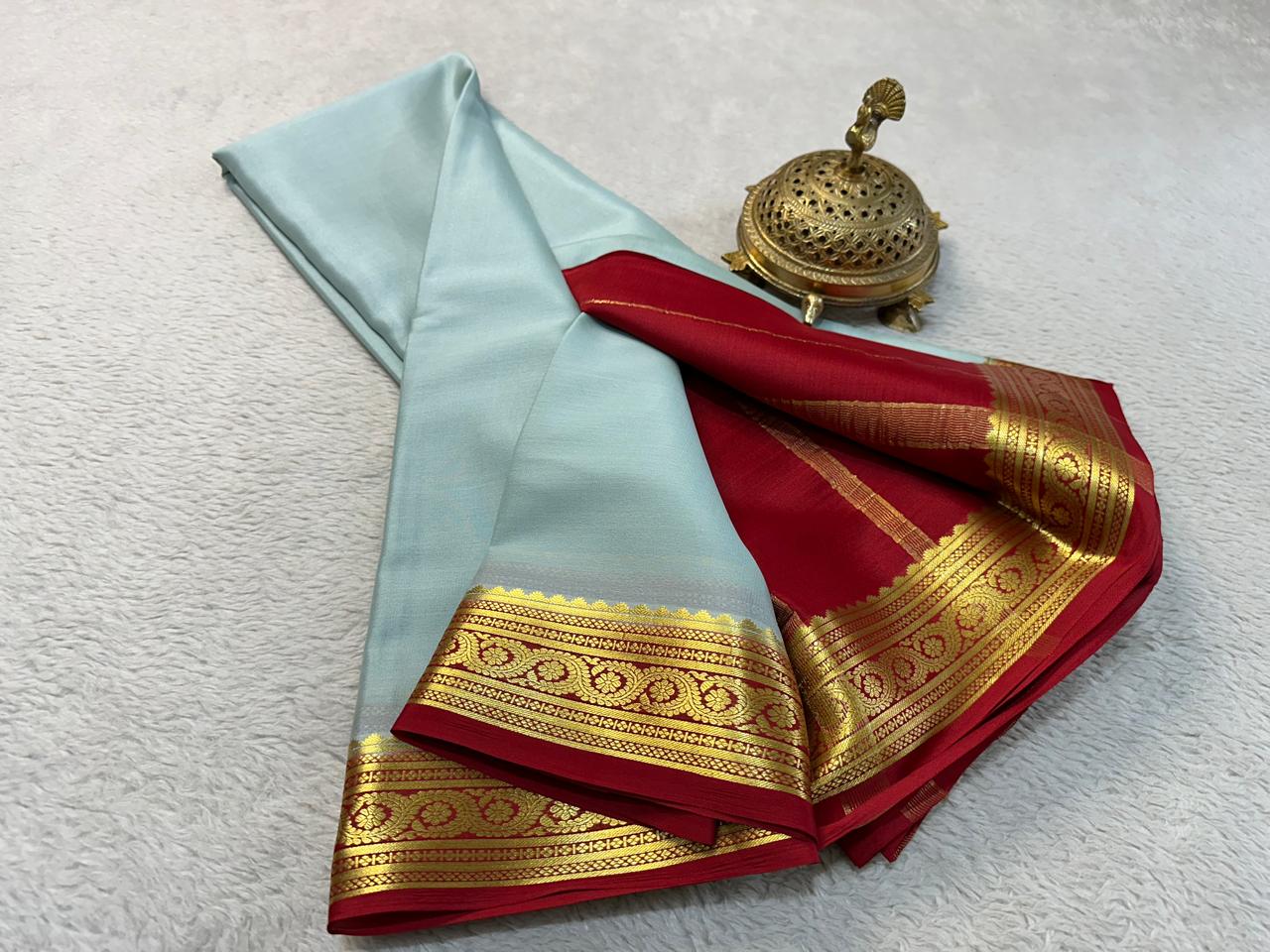 Pure Mysore  Rich Pallu Soft Silk sea blue saree