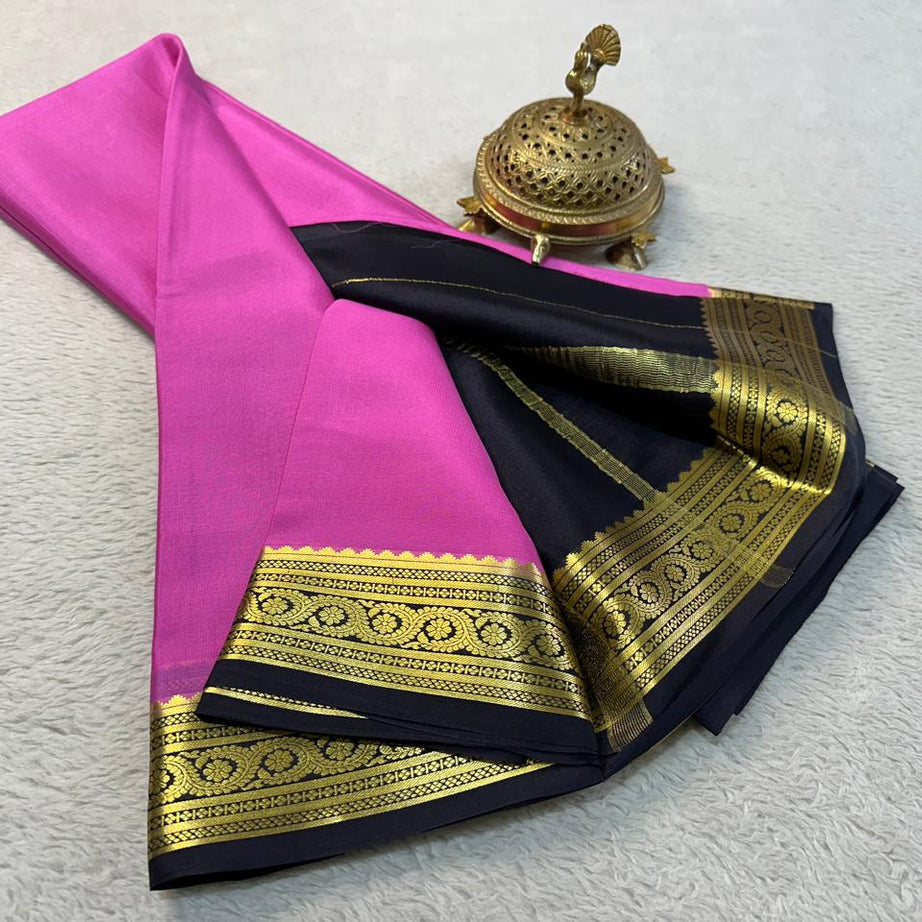 Pure Mysore  Rich Pallu Soft Silk pink saree