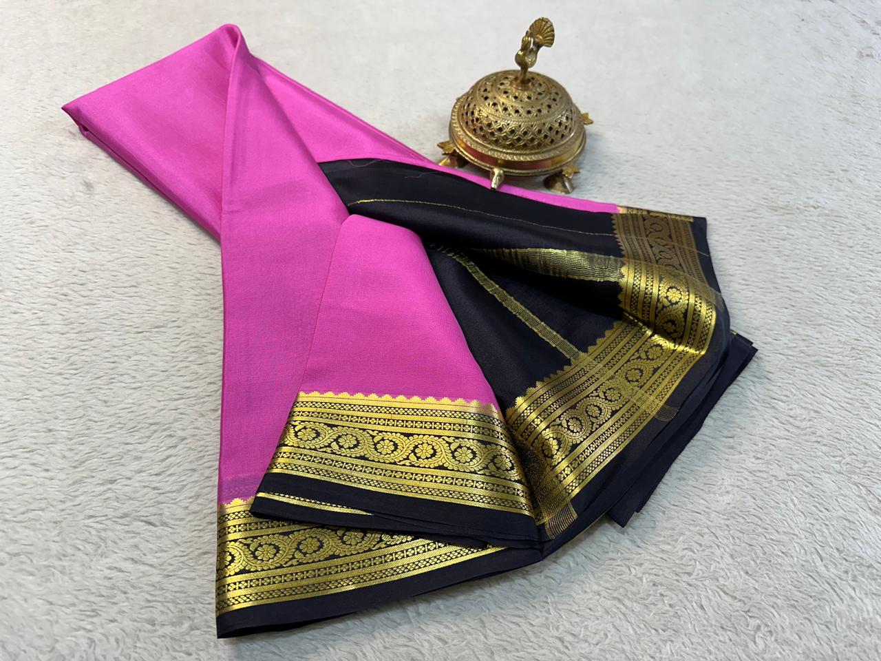 Pure Mysore  Rich Pallu Soft Silk pink saree