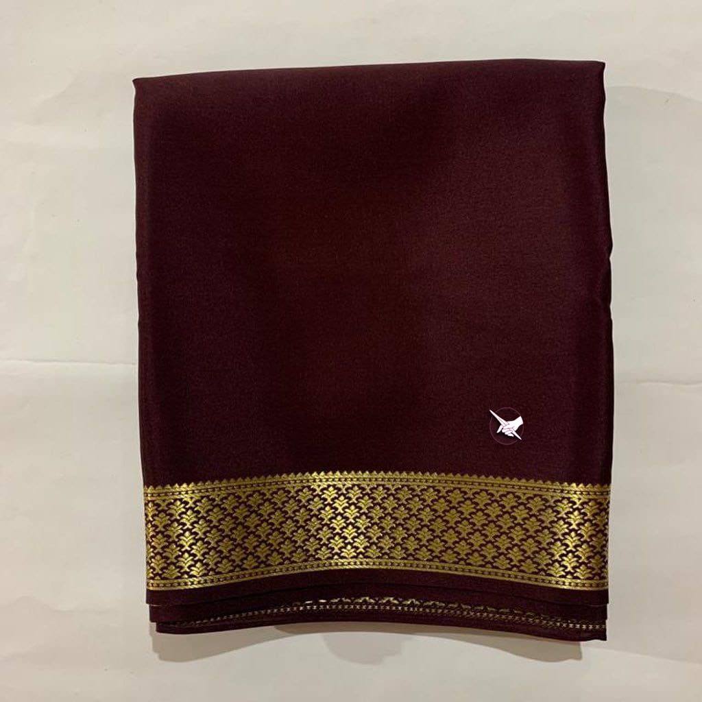 Traditional Plain Mysore Silk Saree With Zari Weaving