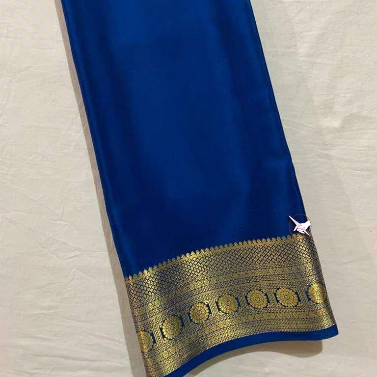 Elegant Traditional Saree In Pure Mysore Silk With Zari Detailing