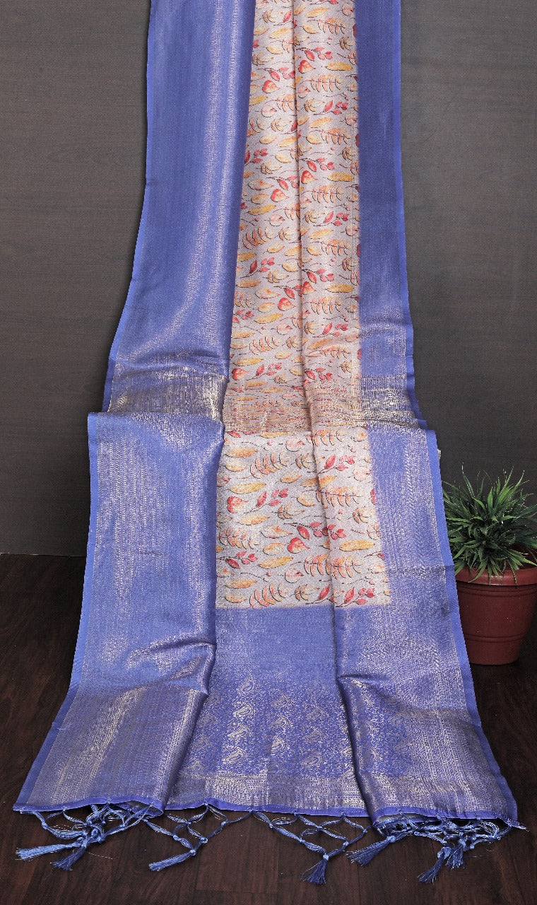 Stylish Purple Soft Silk Saree With Artistic Print Finish