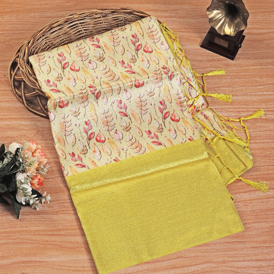 ✨ Latest Printed Elegance: Soft Silk Sarees in Yellow ✨