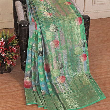 💖Printed Perfection: Graceful Soft Silk Sarees in Parrot Green💖