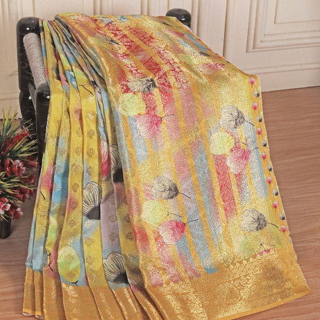 💖Printed Perfection: Graceful Soft Silk Sarees in Yellow 💖