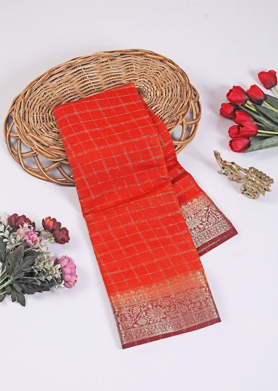 Premium Red Zari Border Soft Silk Saree Bridal Collection