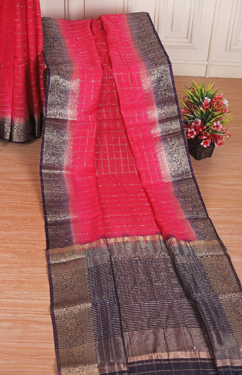 Heritage-Inspired Pink Silk Saree With Intricate Zari Border