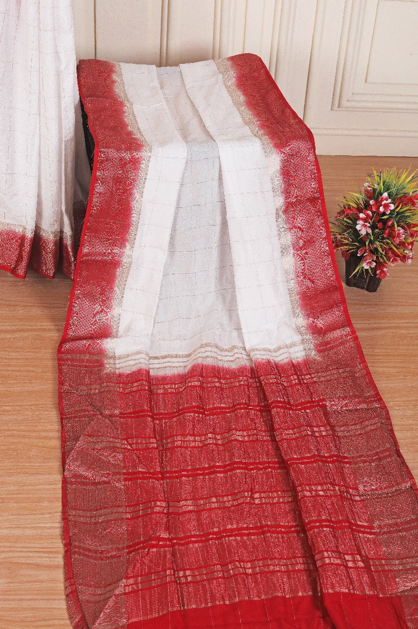 Festive Traditional White Silk Saree Soft Texture With Zari Finish