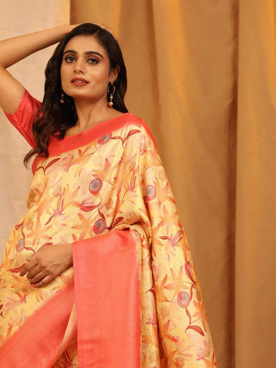 Red Soft Silk Digital Saree Traditional Fancy Wear Edition