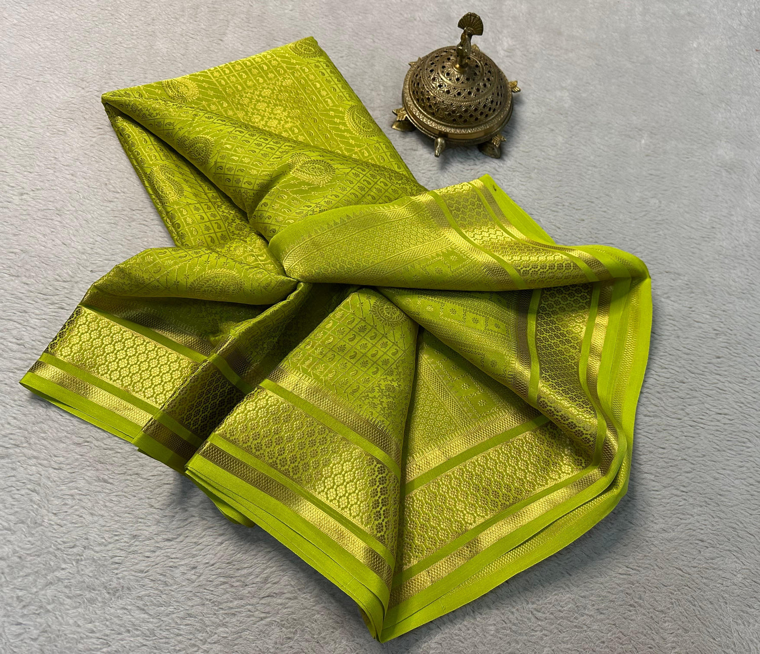 Luxury Yellow Silk Brocade Saree With Rich Zari Work Perfect For Sangeet Nights
