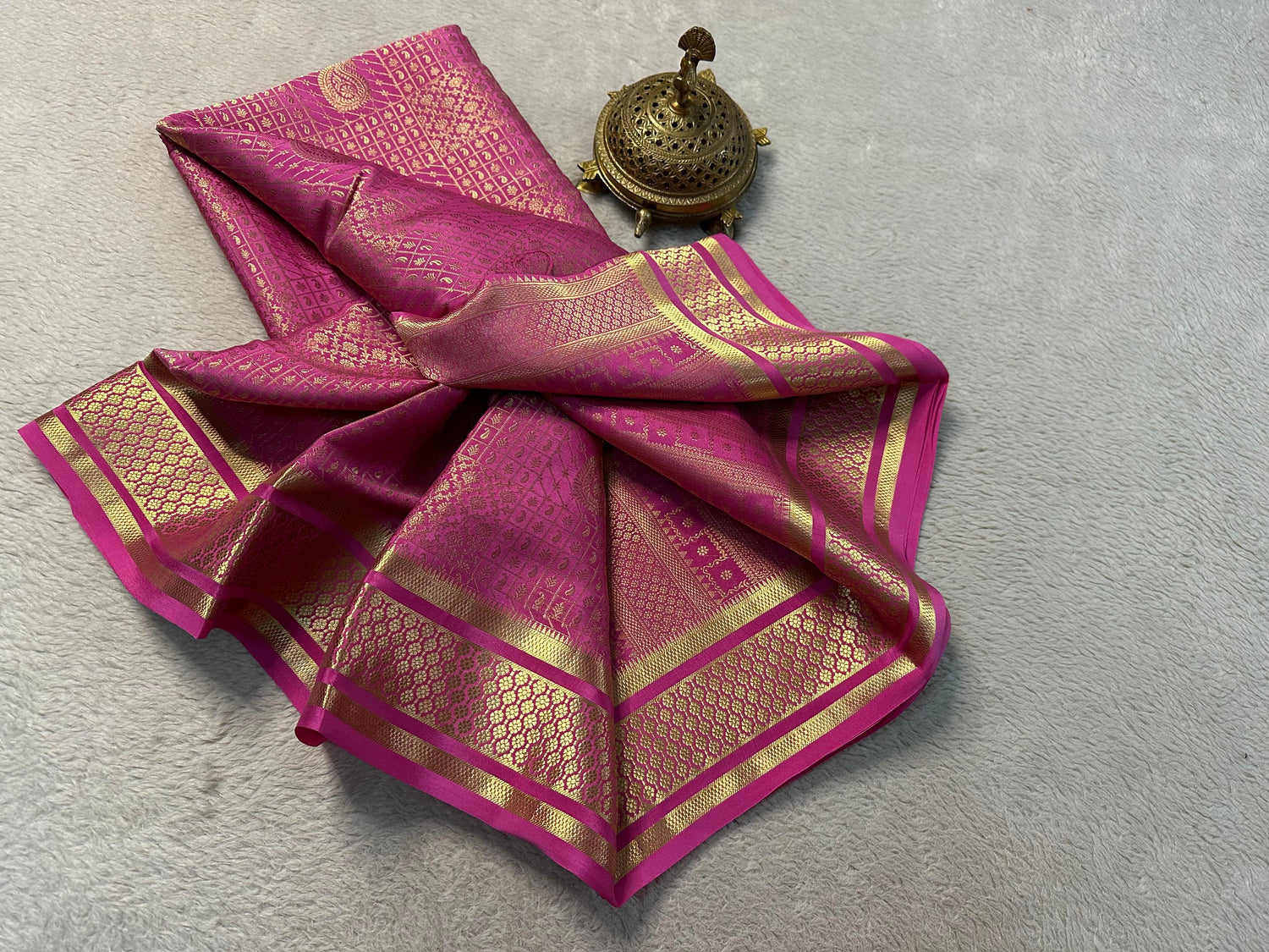 Pink Bridal Function Silk Saree With Intricate Zari And Brocade Detailing