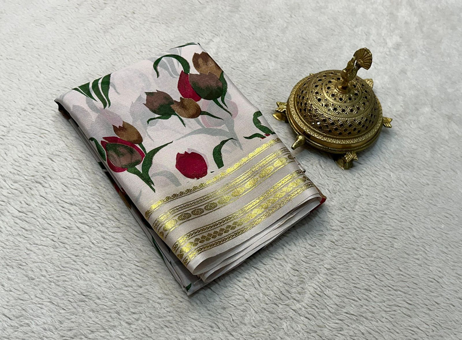 Premium Mysore Crepe Silk Printed Saree Ideal For Wedding And Cultural Events