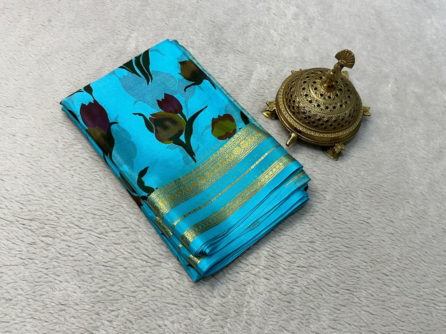 Designer Style Mysore Silk Saree In Crepe With Beautiful Print Detailing