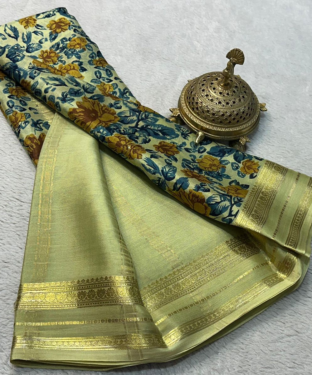 Graceful Drape: Printed Mysore Silk Elegance