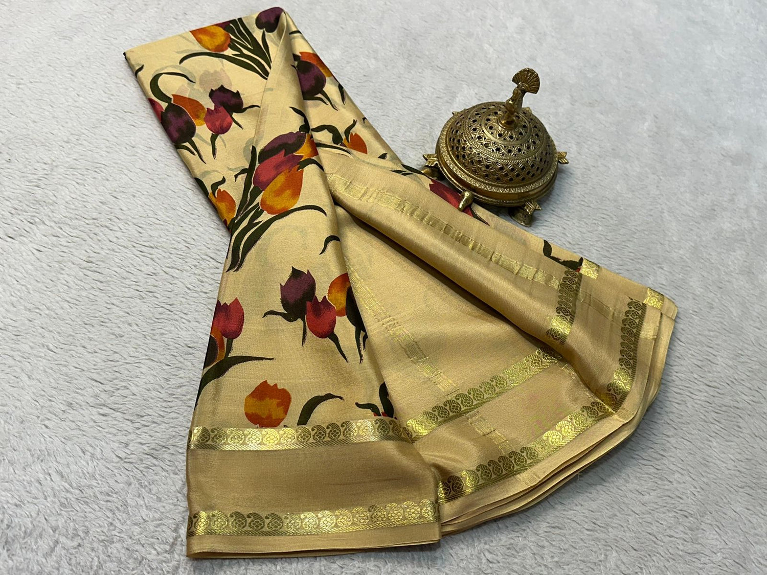 Printed Mysore Crepe Silk Saree For Women Traditional Flair With Modern Touch