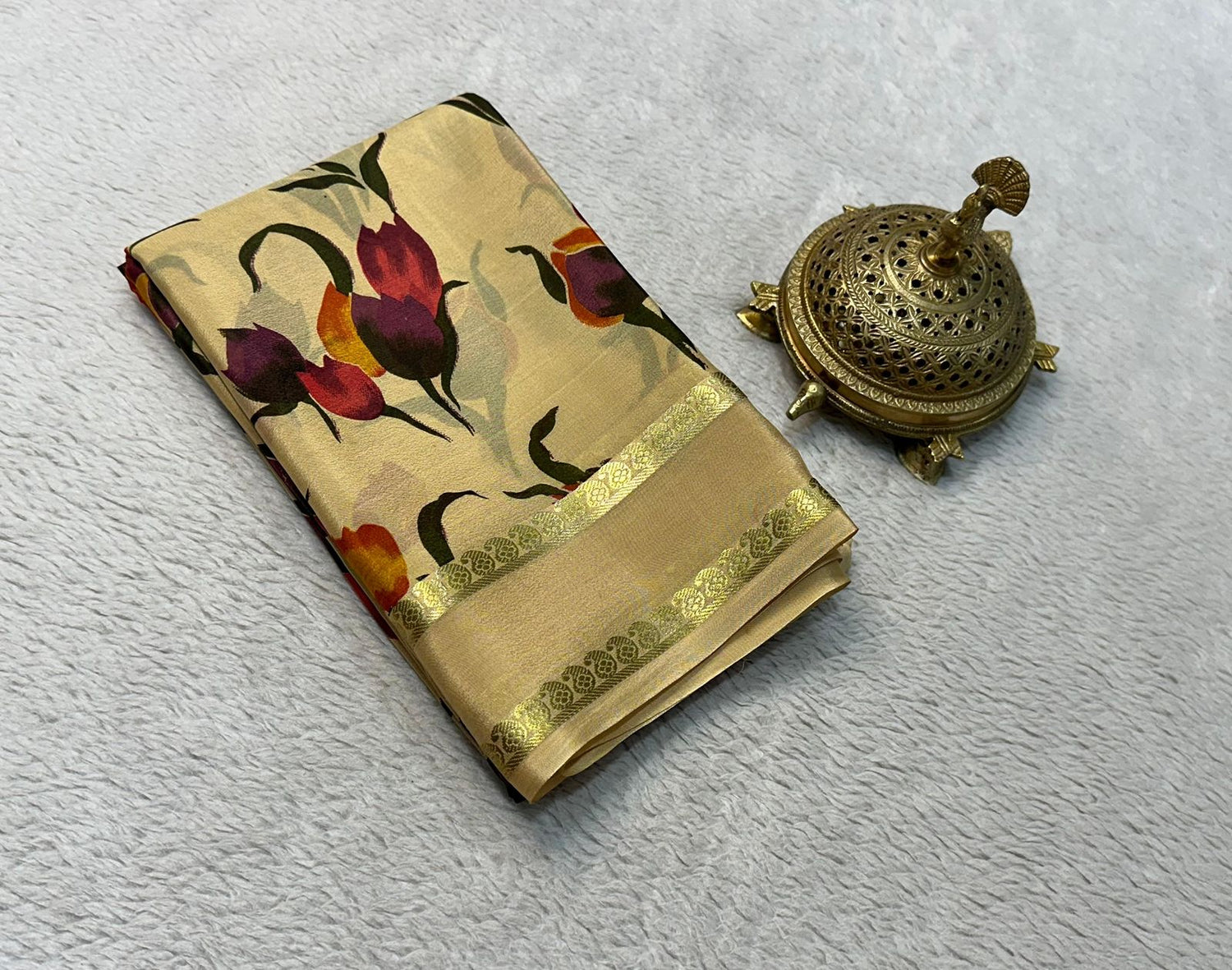Printed Mysore Crepe Silk Saree For Women Traditional Flair With Modern Touch