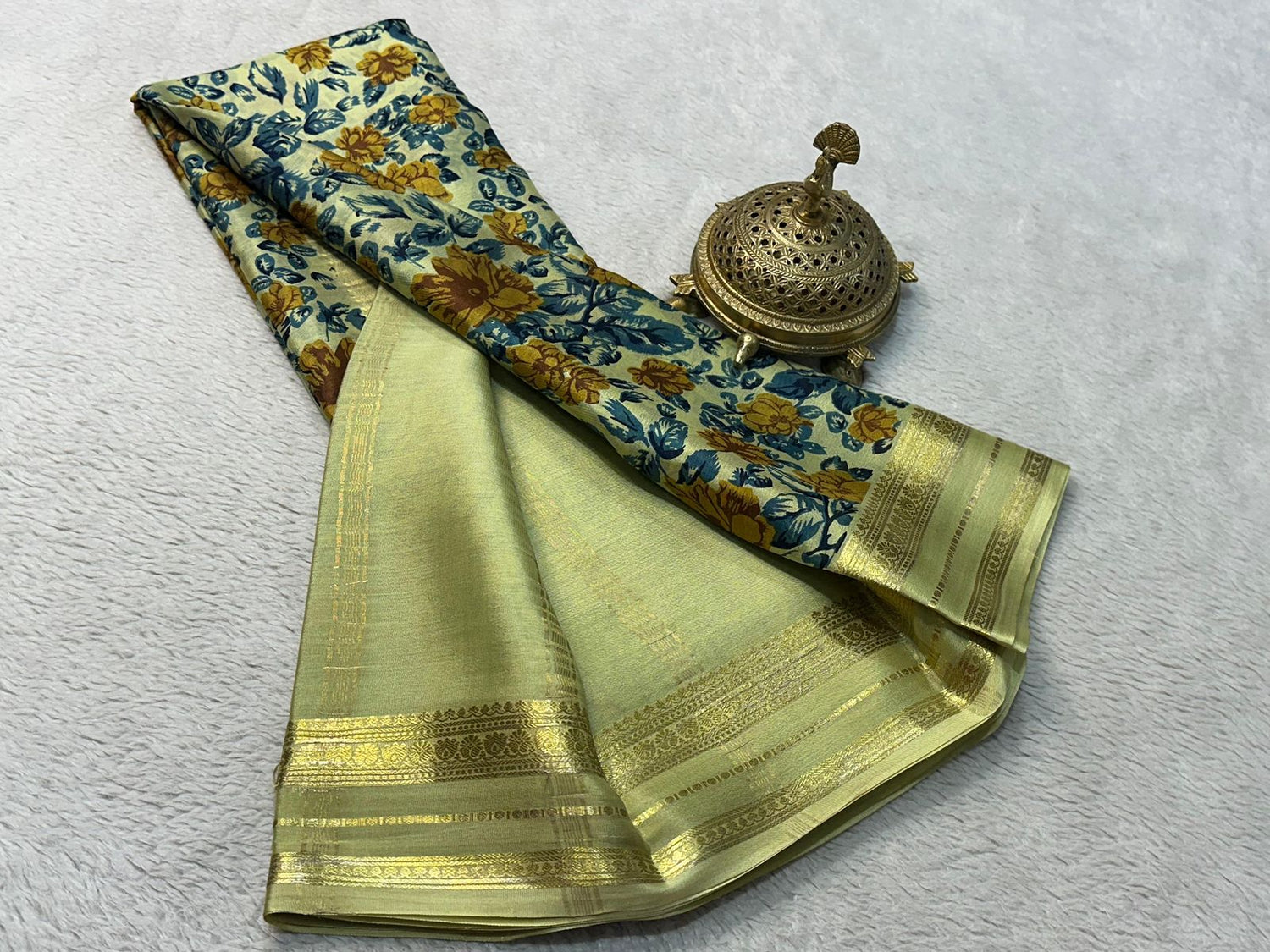 Timeless Mysore Crepe Silk Saree With Intricate Prints Fashion Forward Look
