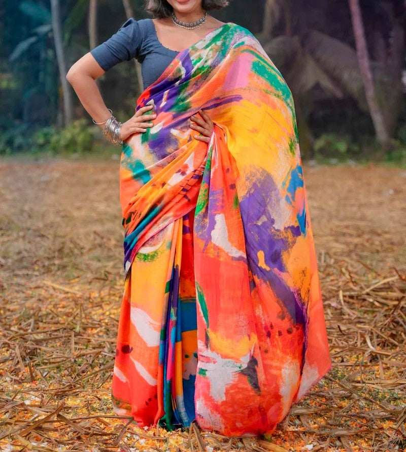 Celebrate Holi in Style: Vibrant Multicolour Cotton Printed Sarees for a Festive Look!