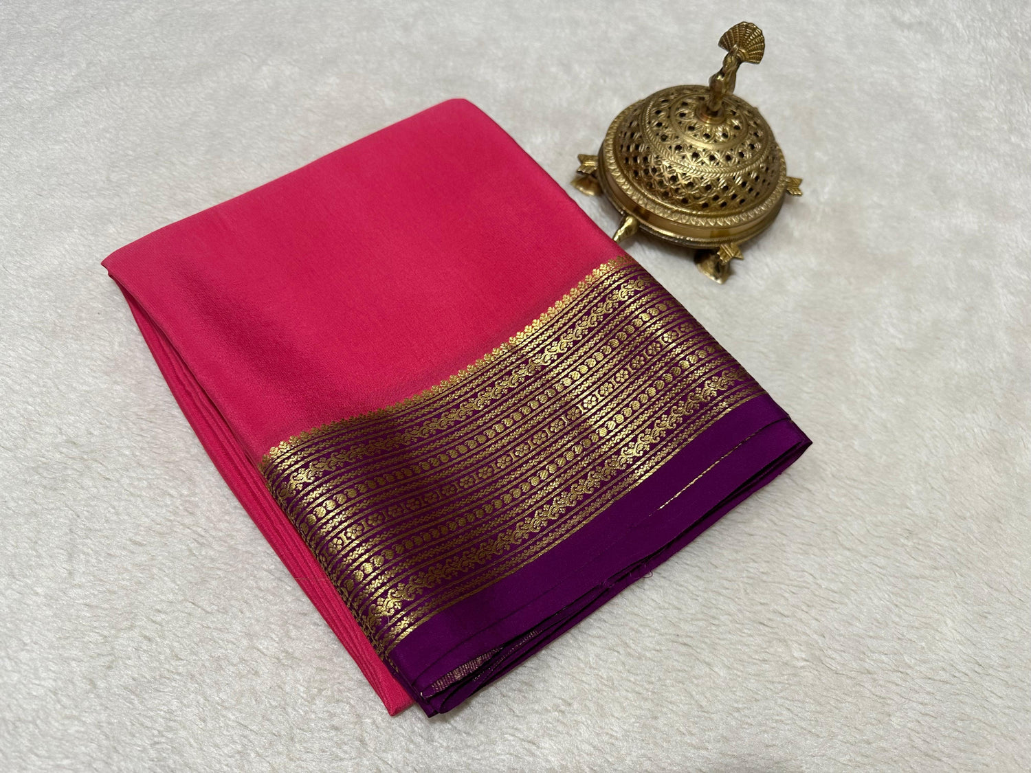 Vibrant Contrast Border Saree Authentic Mysore Silk