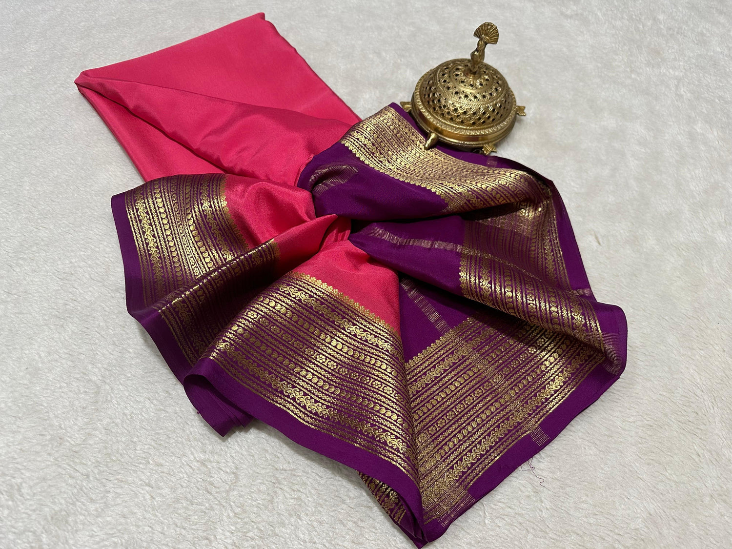 Vibrant Contrast Border Saree Authentic Mysore Silk