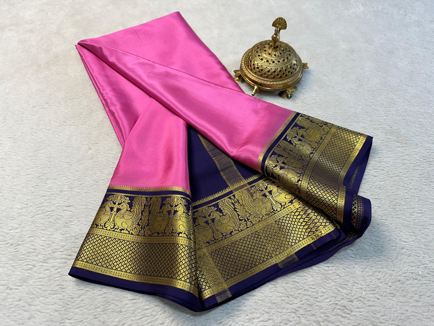 Ornate Designer Mysore Silk Saree With Traditional Zari Work