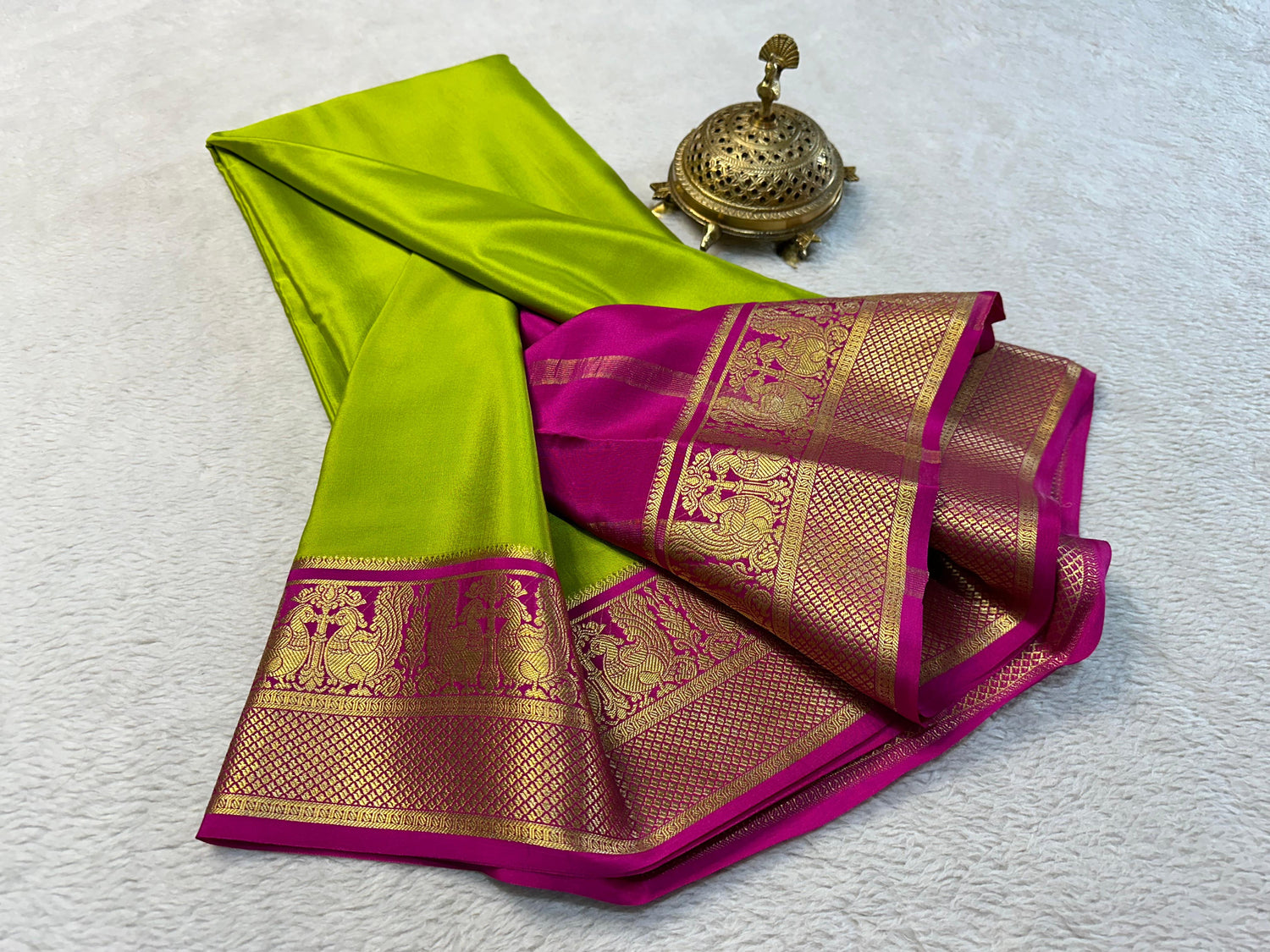 Ornate Designer Mysore Silk Saree With Traditional Zari Work