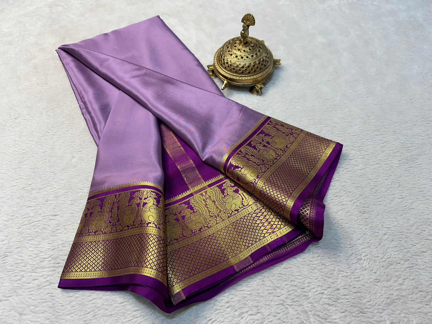 Ornate Designer Mysore Silk Saree With Traditional Zari Work