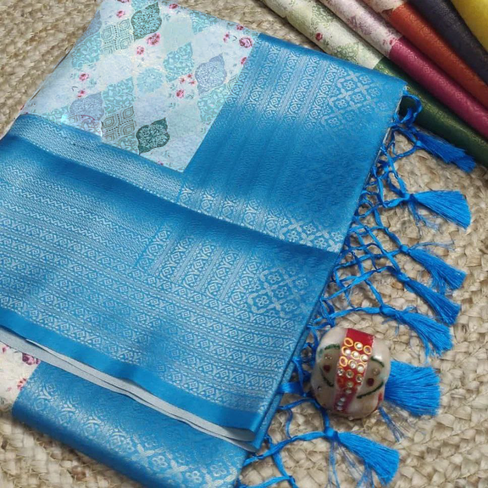 Soft Silk Saree With Glamorous Digital Printed Patterns