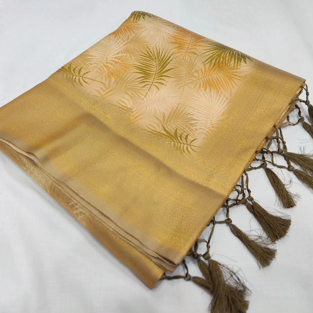 Subtle Digital Printed Saree In Lustrous Soft Silk
