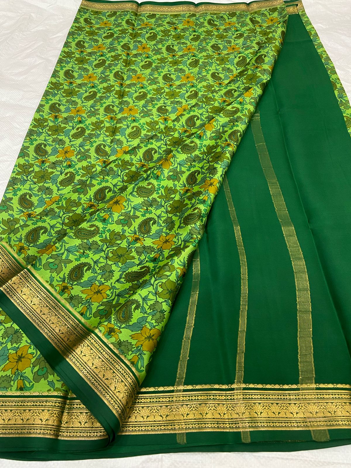 Alluring Traditional Mysore Soft Silk Printed Saree
