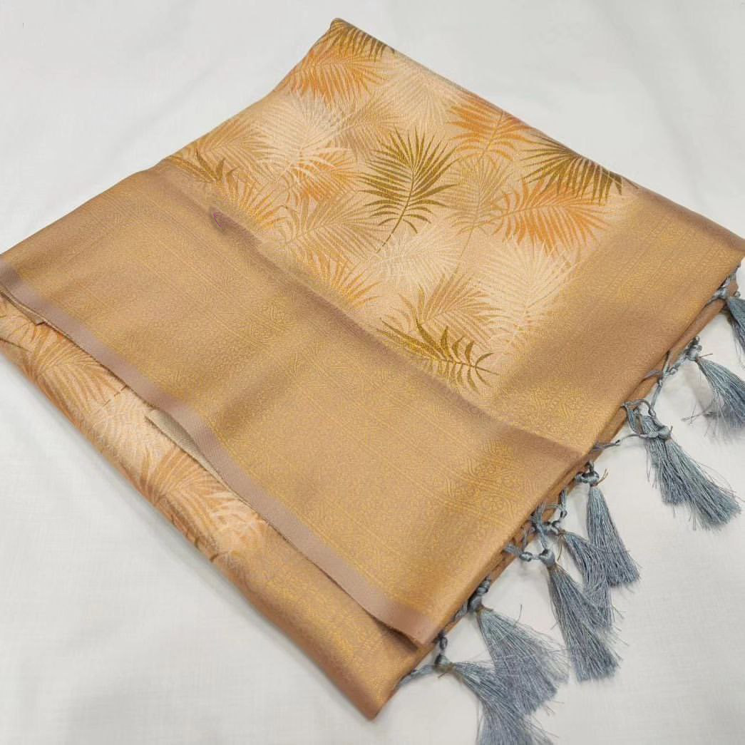 Traditional Festive Silk Saree With Modern Digital Print