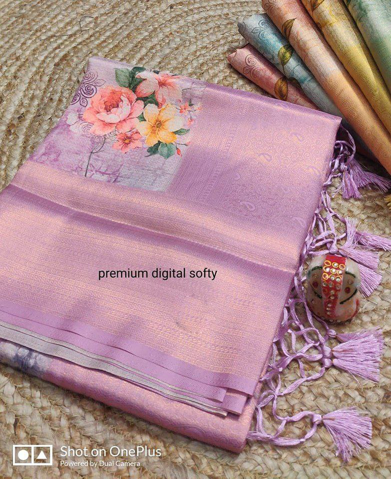 Elegant Soft Silk Saree With Traditional Digital Prints