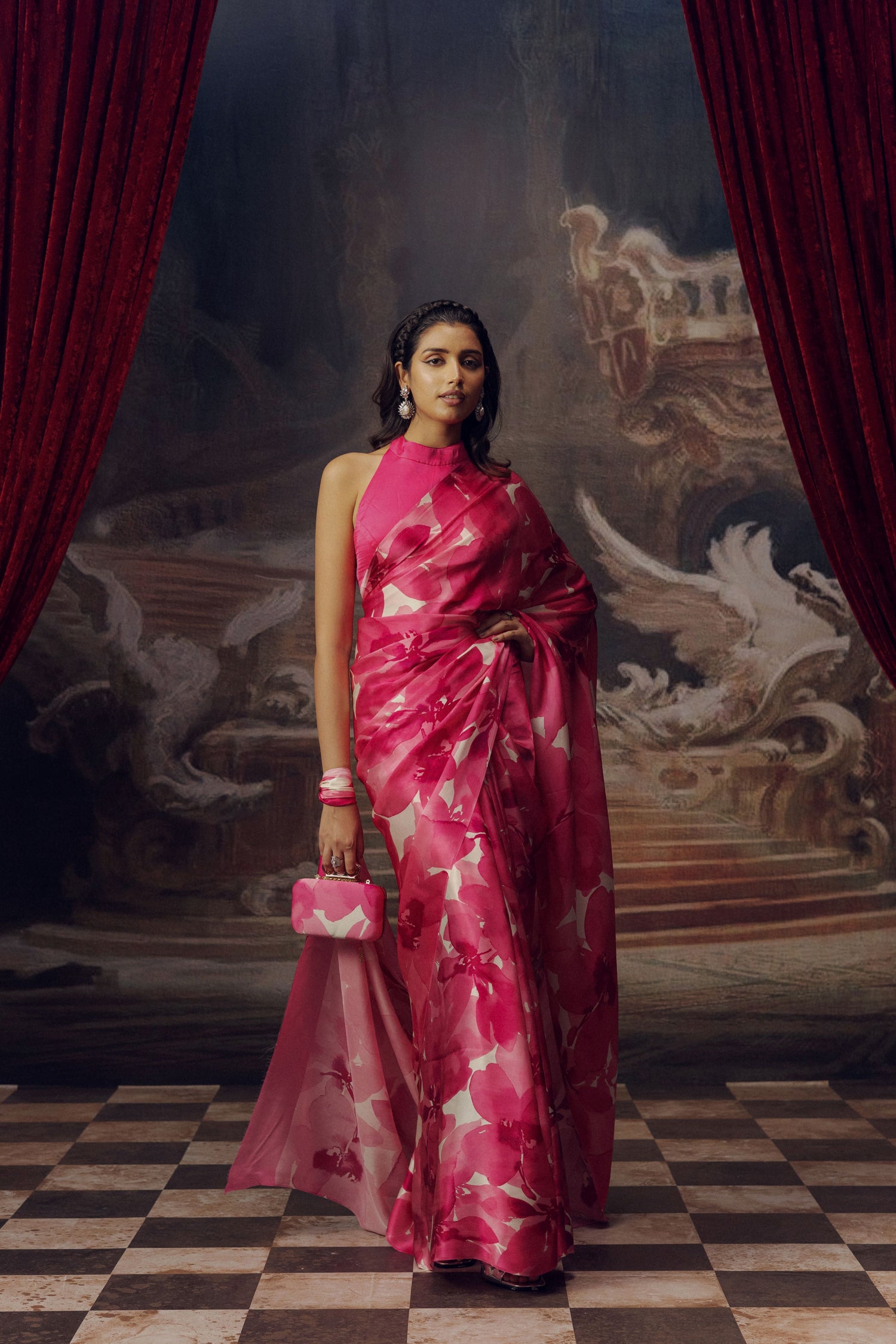 Buy The Lara Saree Monotone Fuchsia Satin Silk Saree | Premvastra