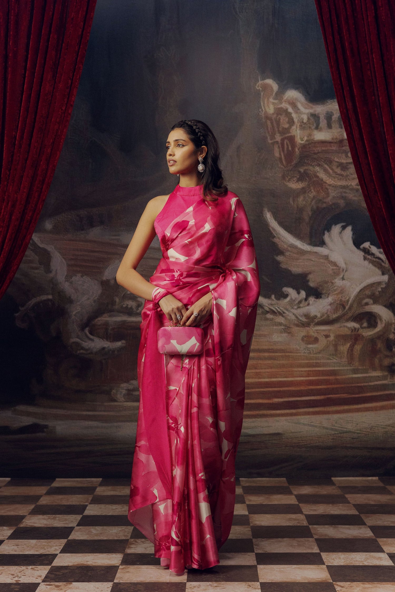 Buy The Lara Saree Monotone Fuchsia Satin Silk Saree | Premvastra