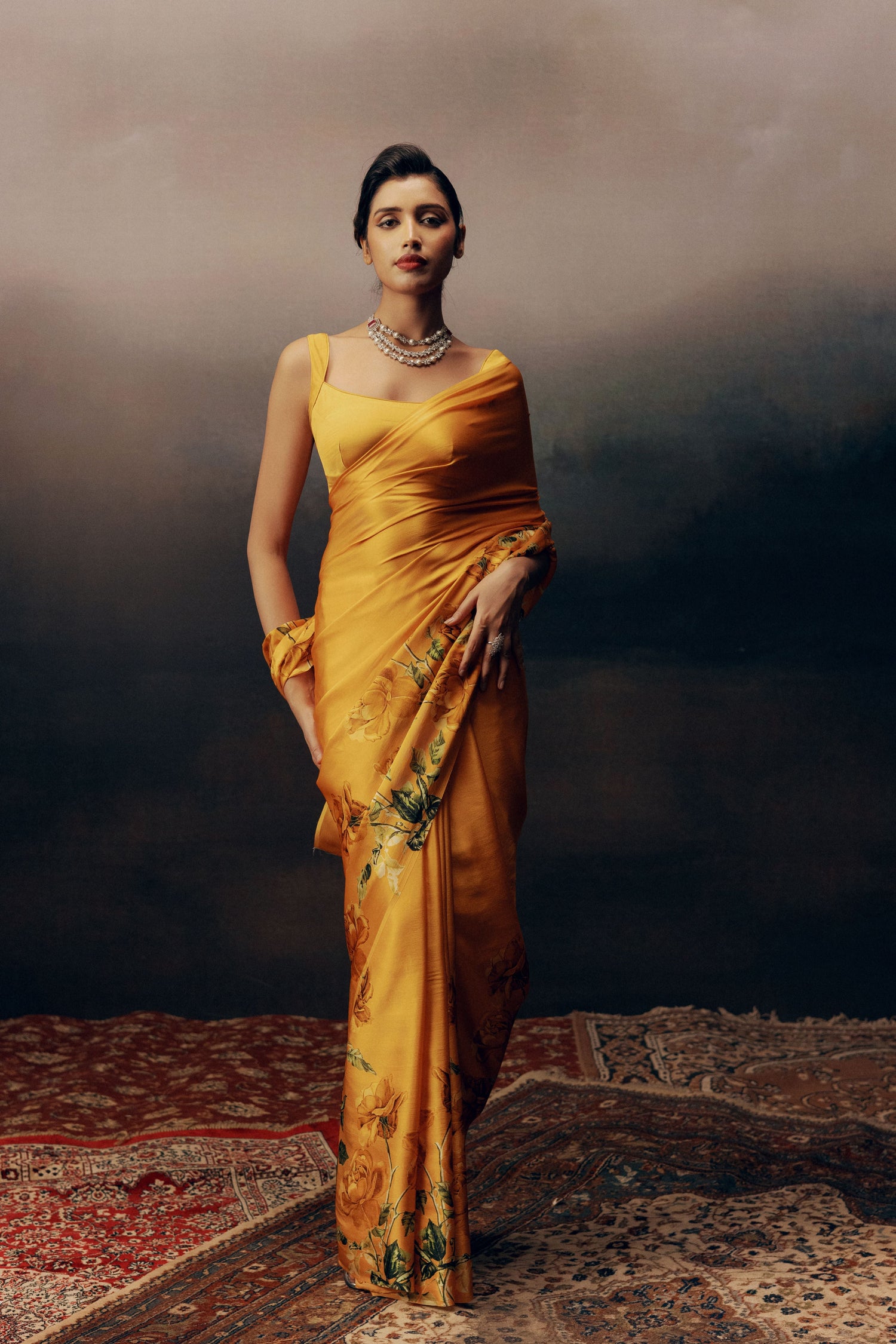 Mira Valencia Orange Satin Silk Designer Saree |Premvastra