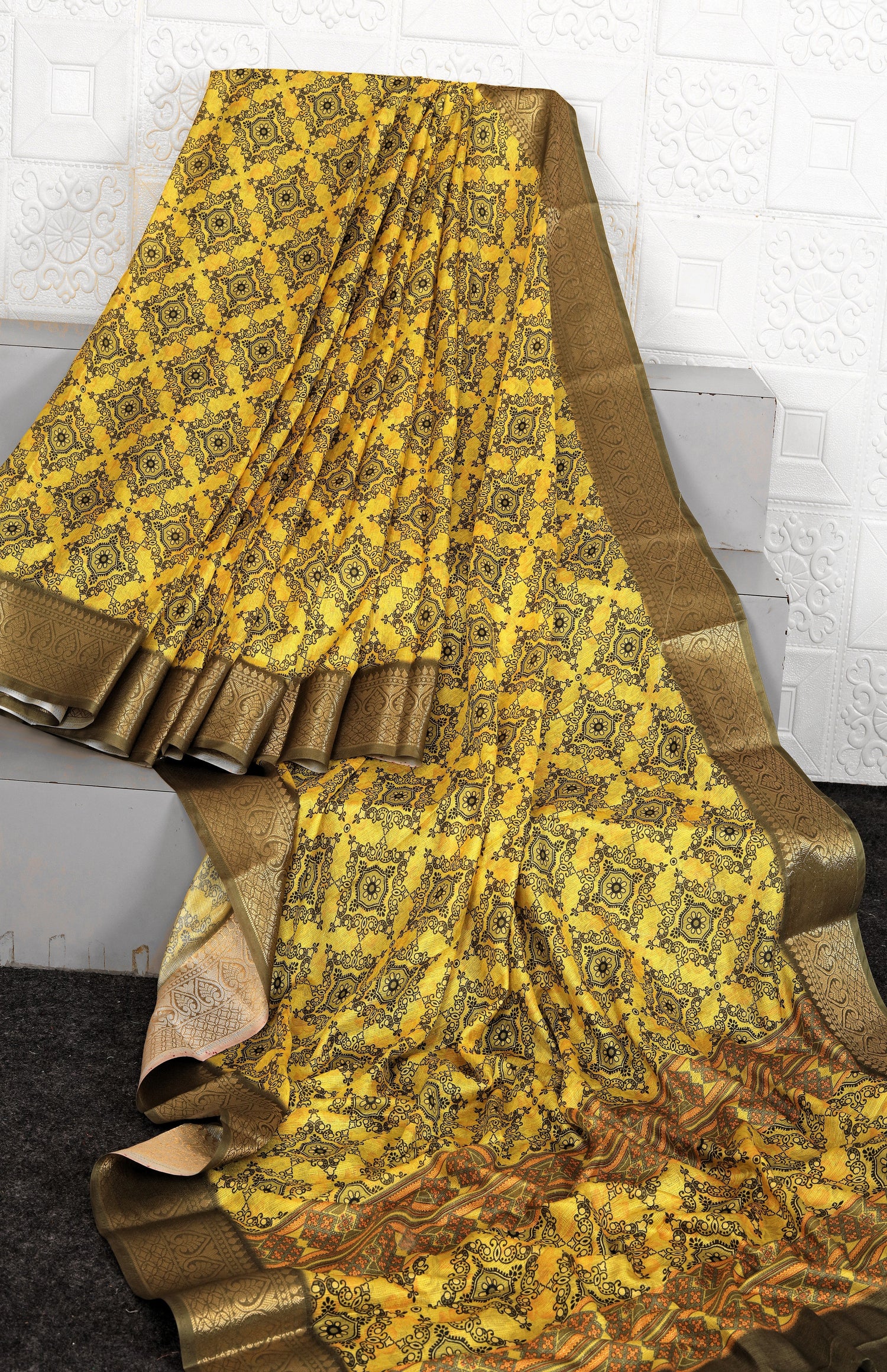Alluring Traditional Jute Khadi Silk Function Wear Saree With Digital Pallu