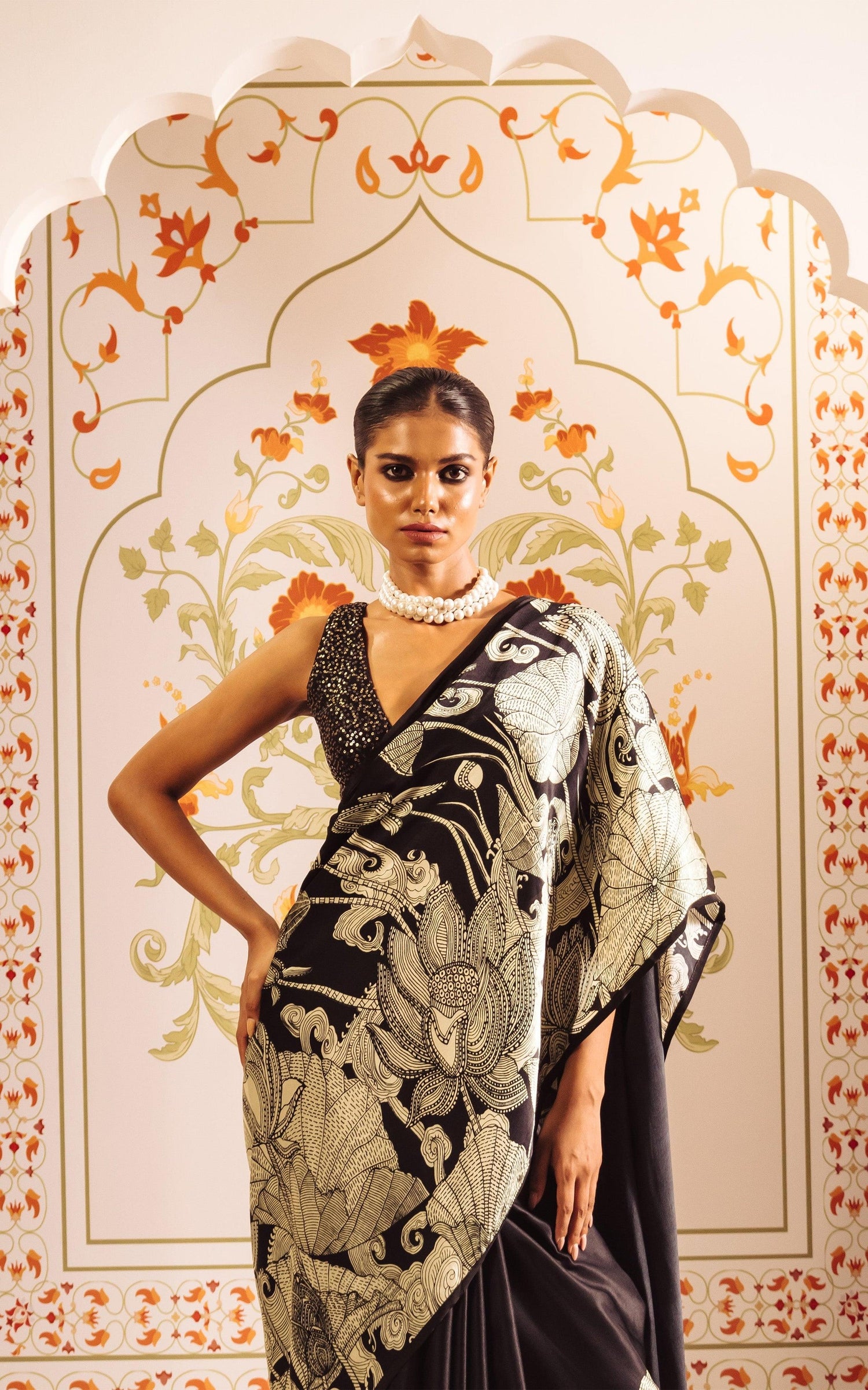 Buy Maya Black Satin Silk Saree Online in India | Premvastra