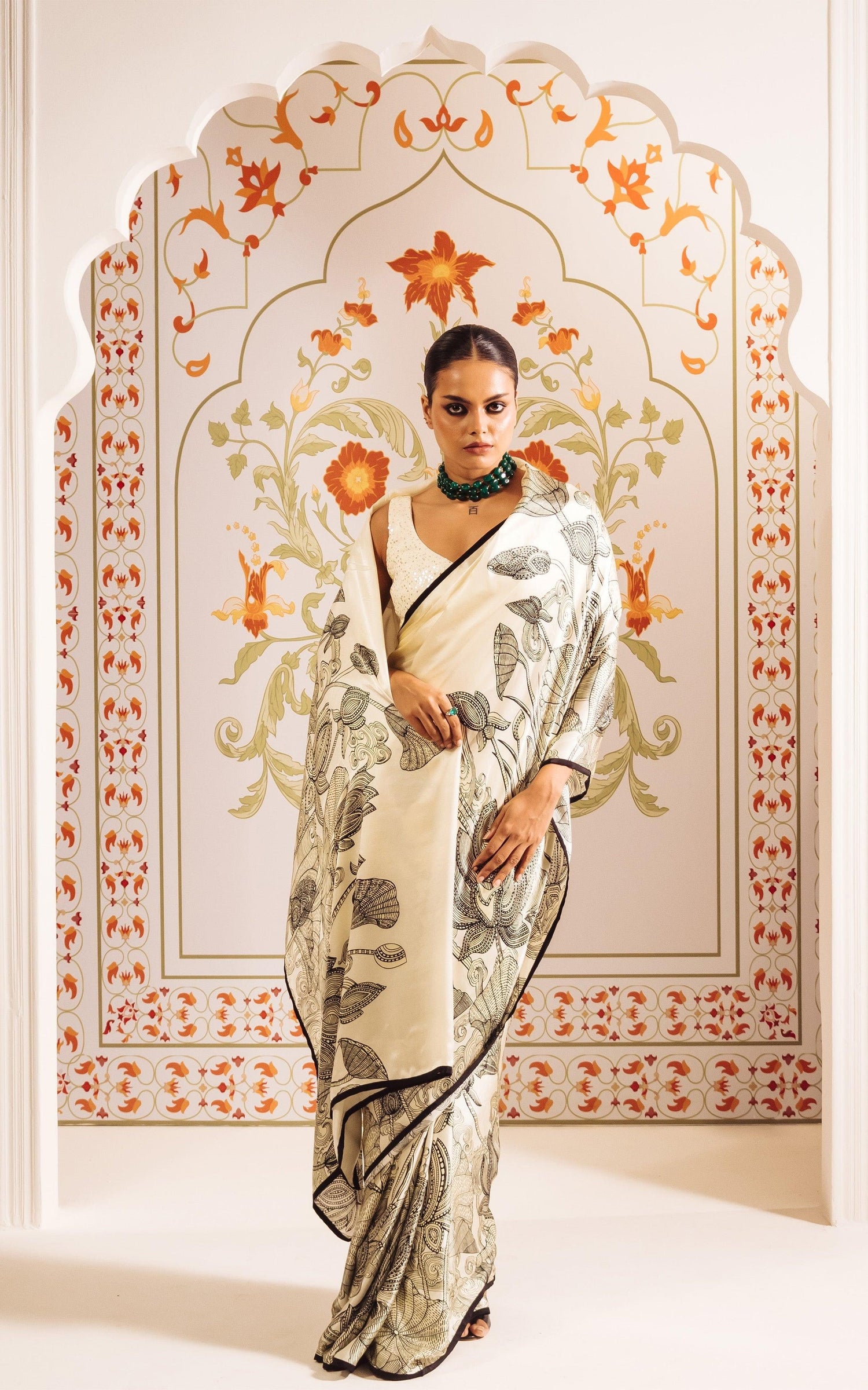 Buy Maya White Satin Silk Saree Online | Premvastra