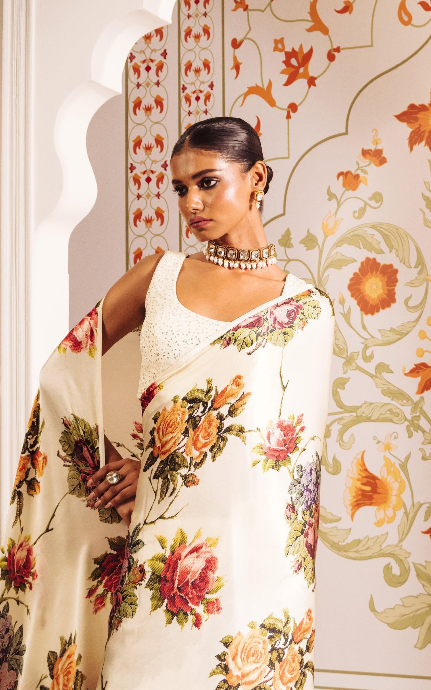 Buy Mona White Satin Silk Saree Online at Premvastra
