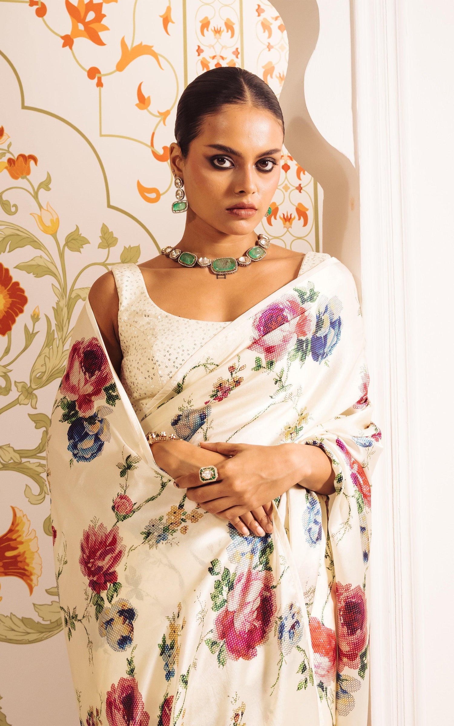 Buy Rita White Satin Silk Saree Online in India | Premvastra