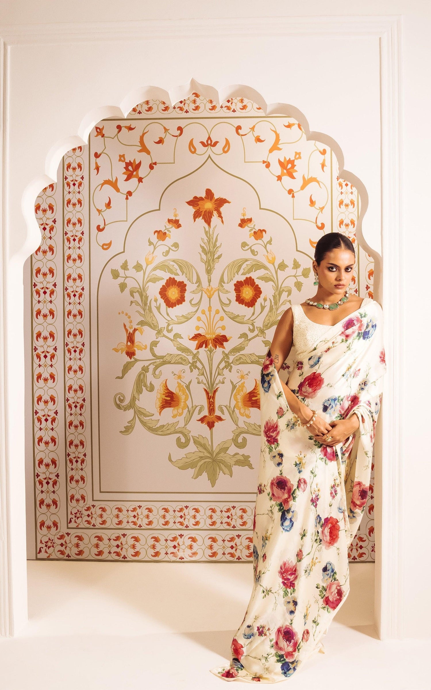 Buy Rita White Satin Silk Saree Online in India | Premvastra