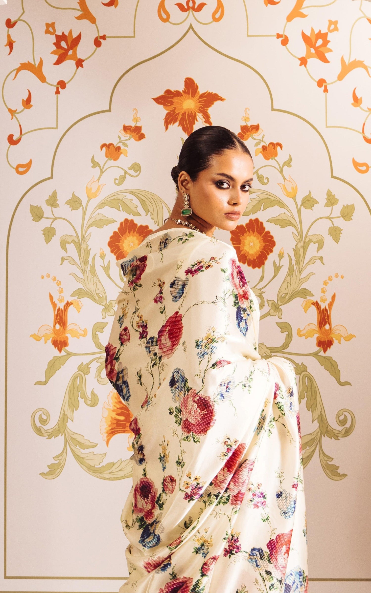 Buy Rita White Satin Silk Saree Online in India | Premvastra