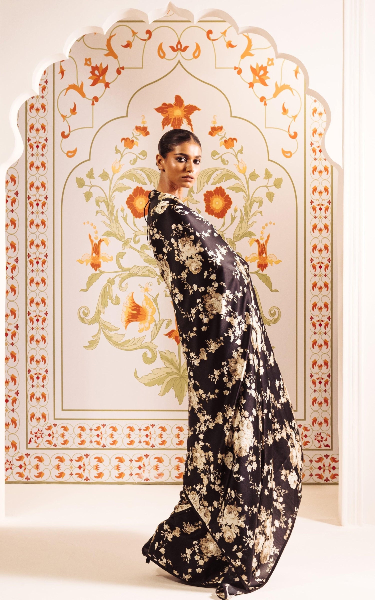 Buy The Tara Black Satin Silk Saree Online at Premvastra