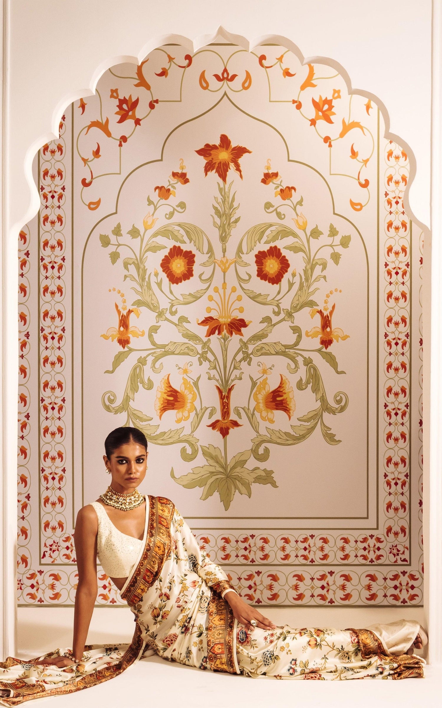 Buy Zoya White Satin Silk Saree Online in India | Premvastra