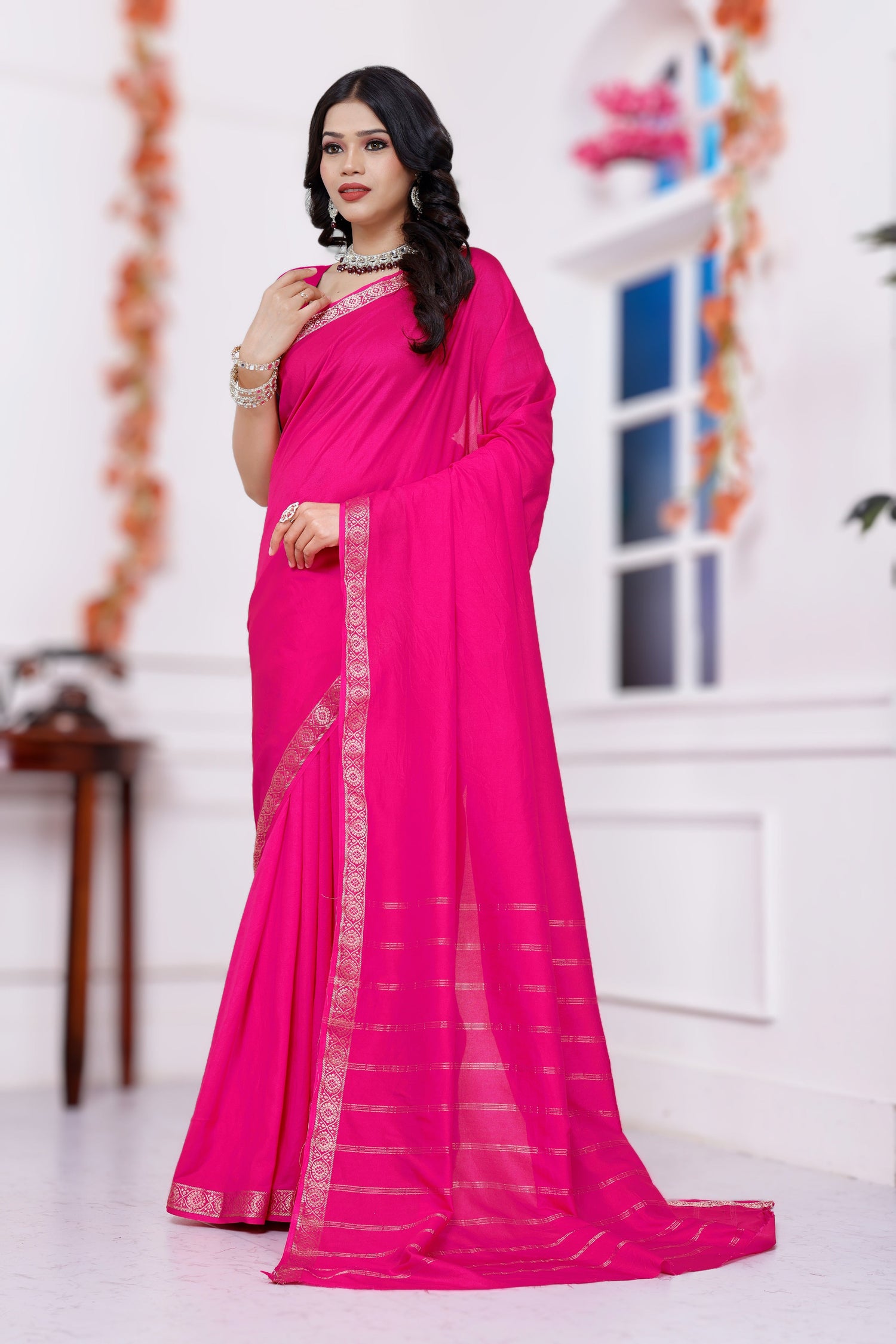 Stylish Traditional Mysore Crepe Silk Saree