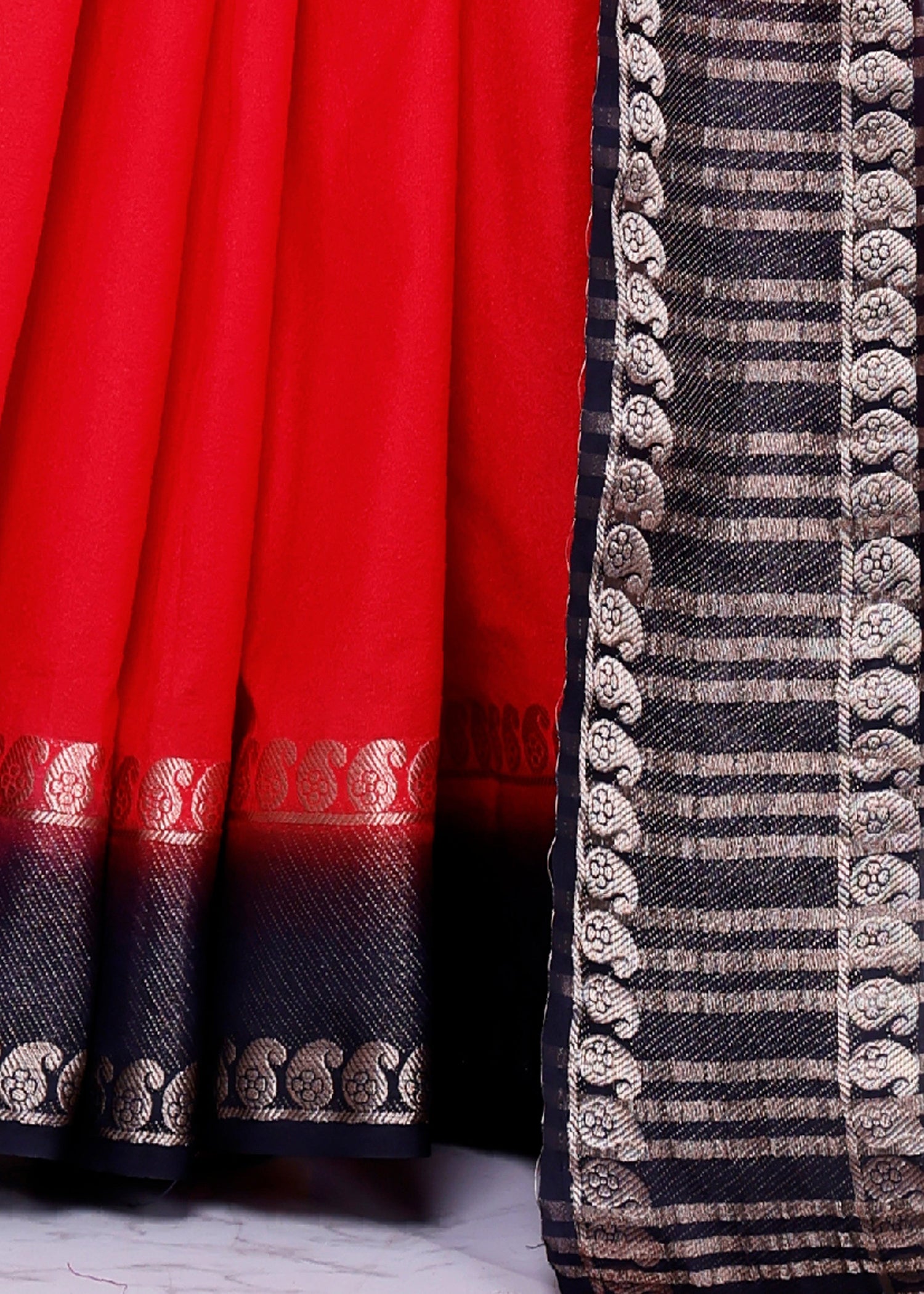 Plain Fancy Saree In Original Mysore Silk Crepe