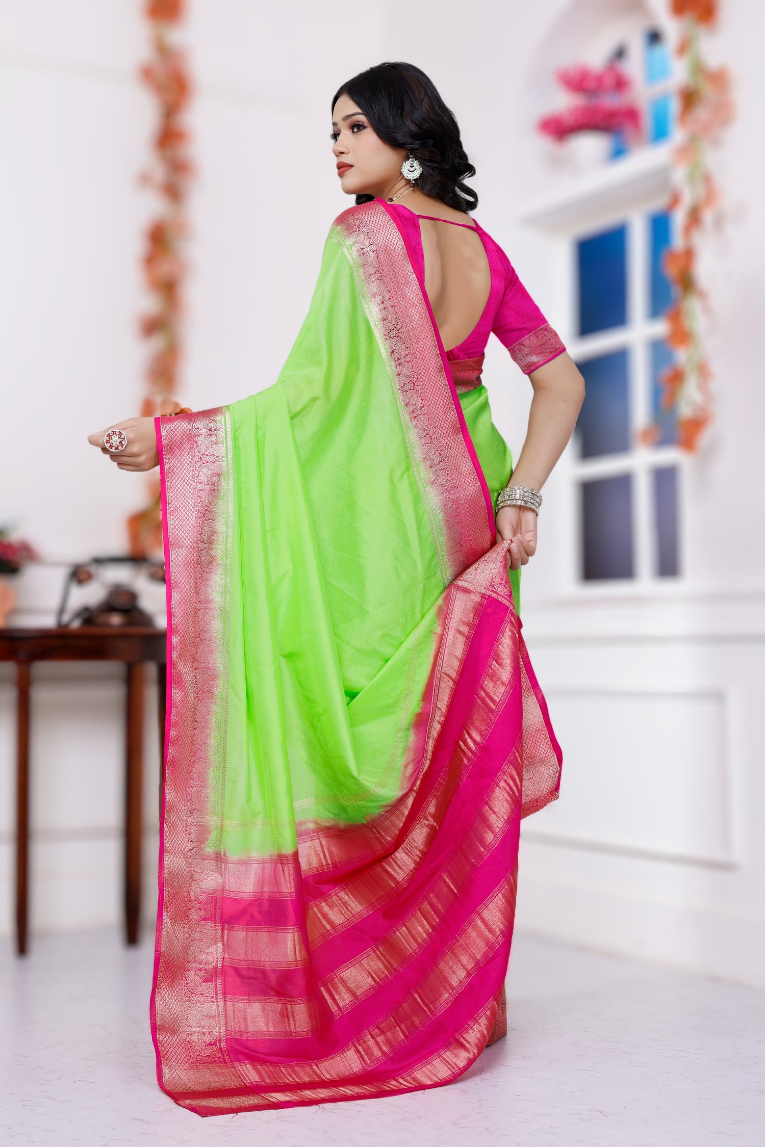 Wedding Ready Traditional Mysore Crepe Fancy Saree