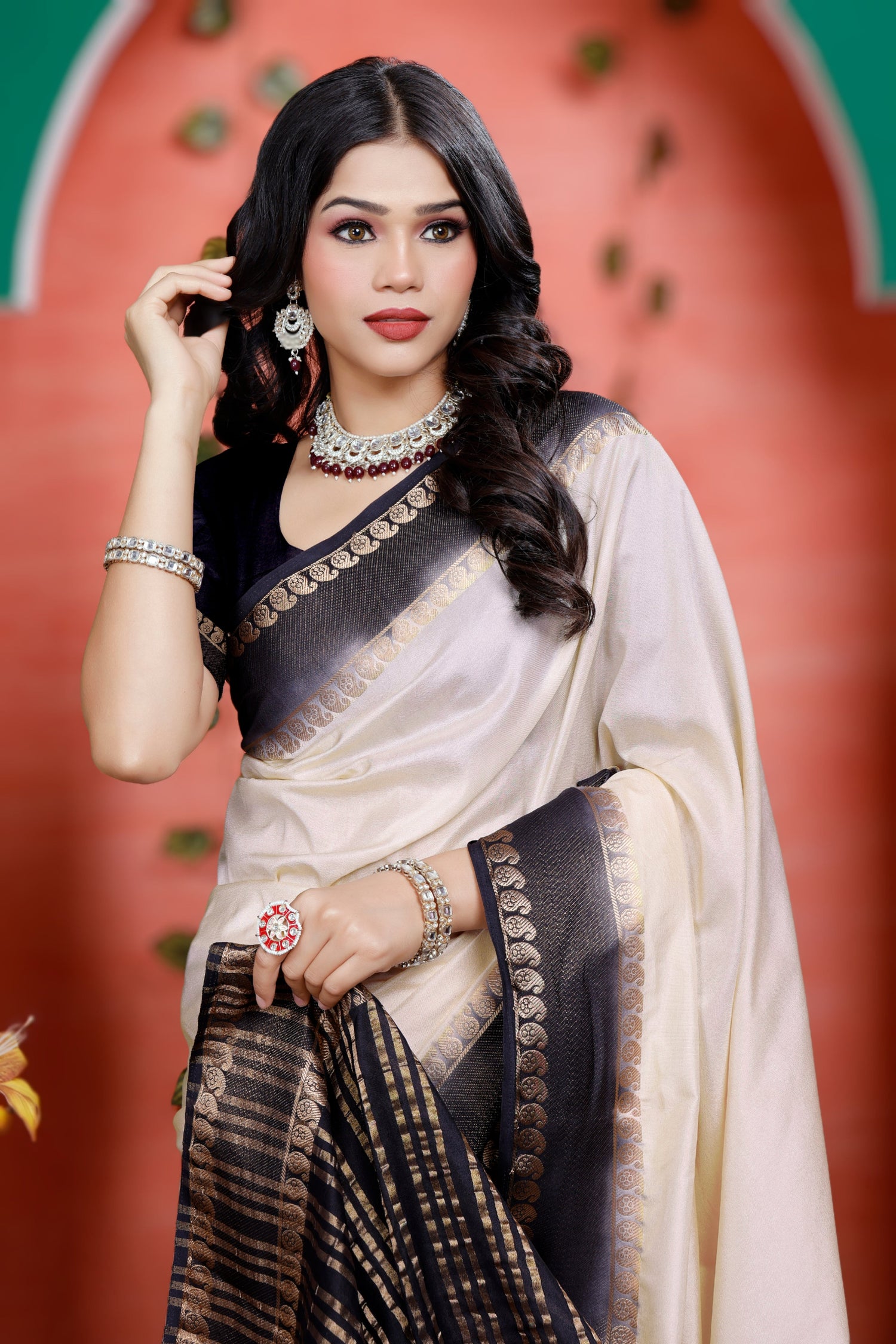 Handpicked Mysore Crepe Silk Fancy Saree For Festivals