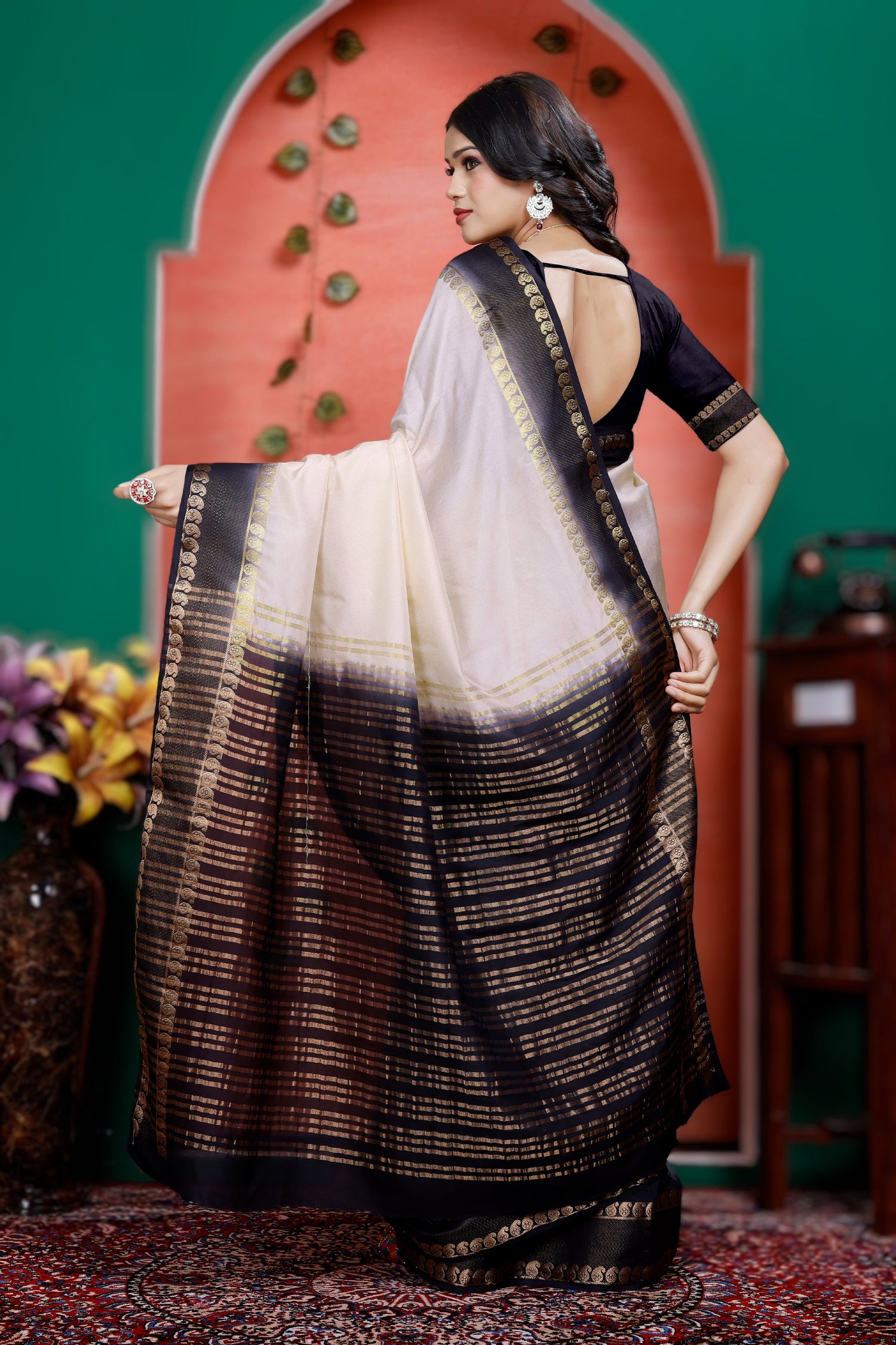 Handpicked Mysore Crepe Silk Fancy Saree For Festivals