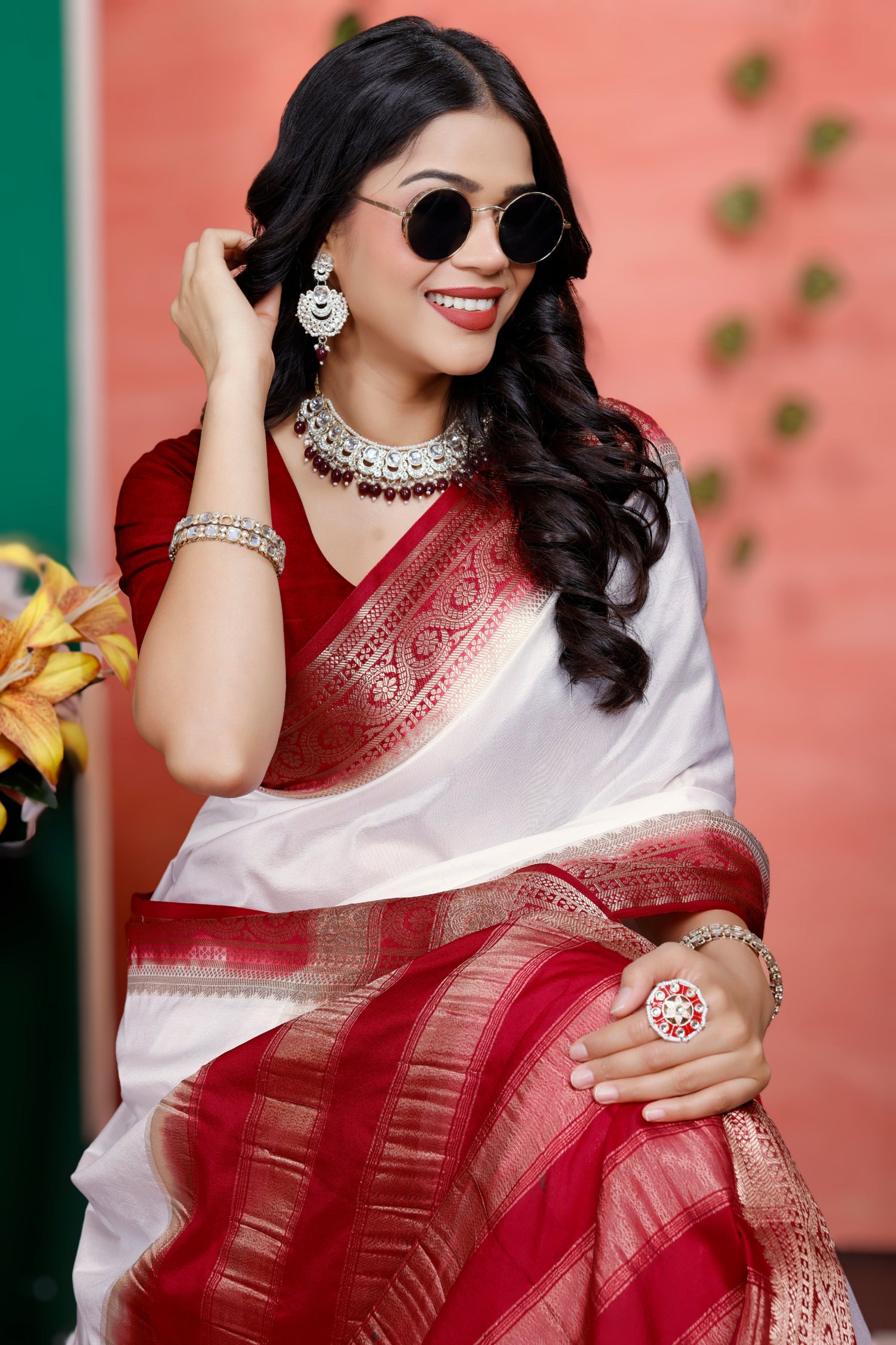 Soft Mysore Silk Crepe Saree In Plain Style